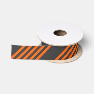 Ruban En Satin Motif à cinq bandes orange et charbon de bois