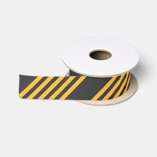 Ruban En Satin Motif à cinq bandes Sunny jaune et charbon de bois