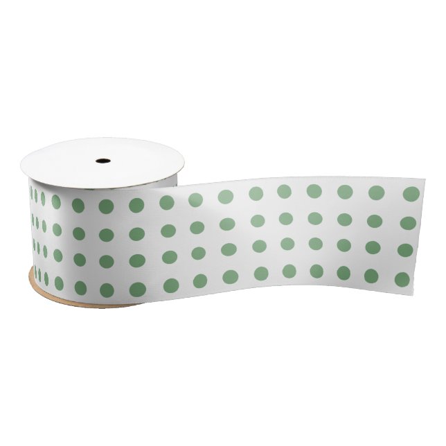 Ruban En Satin Motif à points Polka vert et blanc (Bobine)