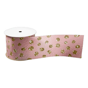Ruban En Satin Motif à pois pailletés rose et or glamour