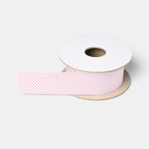 Ruban En Satin Motif à rayures blanches et roses diagonales