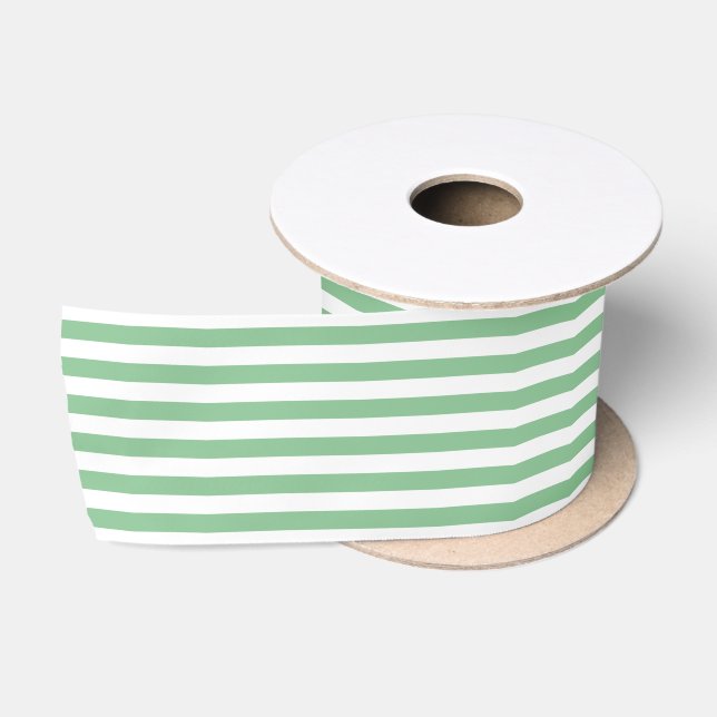 Ruban En Satin Motif à rayures vert et blanc ressort (Bobine)