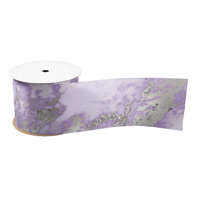 Ruban En Satin Motif Abstrait Chic Gris Violet Élégant (Bobine)