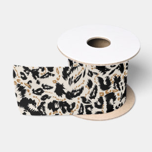Ruban En Satin Motif abstrait de léopard africain bohème