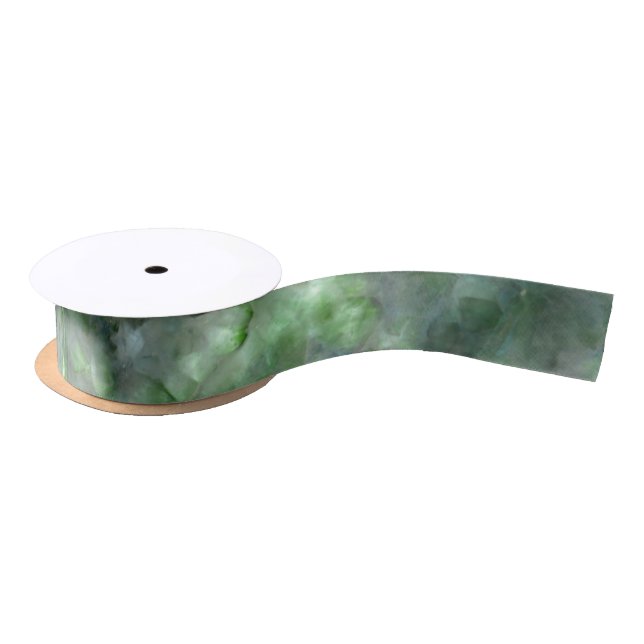Ruban En Satin Motif abstrait de marbre granit quartz vert   (Bobine)