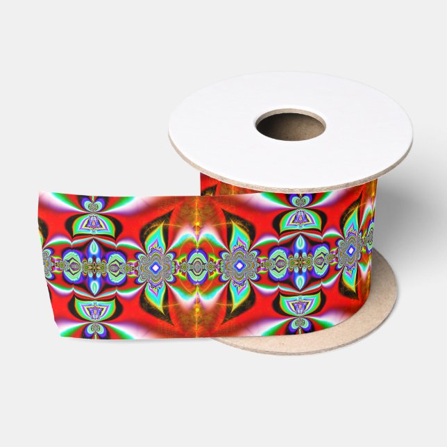 Ruban En Satin Motif abstrait rouge (Bobine)