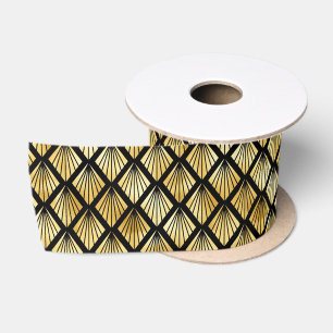 Ruban En Satin Motif Art Déco or et diamant noir