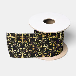 Ruban En Satin Motif Art Déco Or et Noir