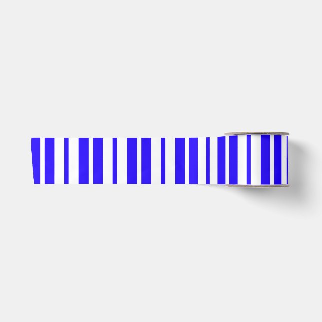 Ruban En Satin Motif Bleu Blanc Vertical Grilles (Devant)