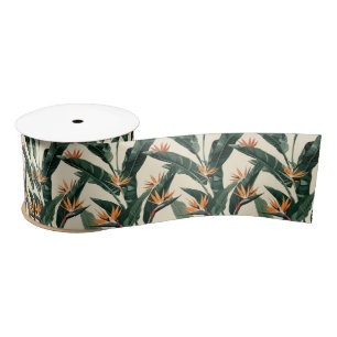 Ruban En Satin Motif botanique Oiseau de Paradis