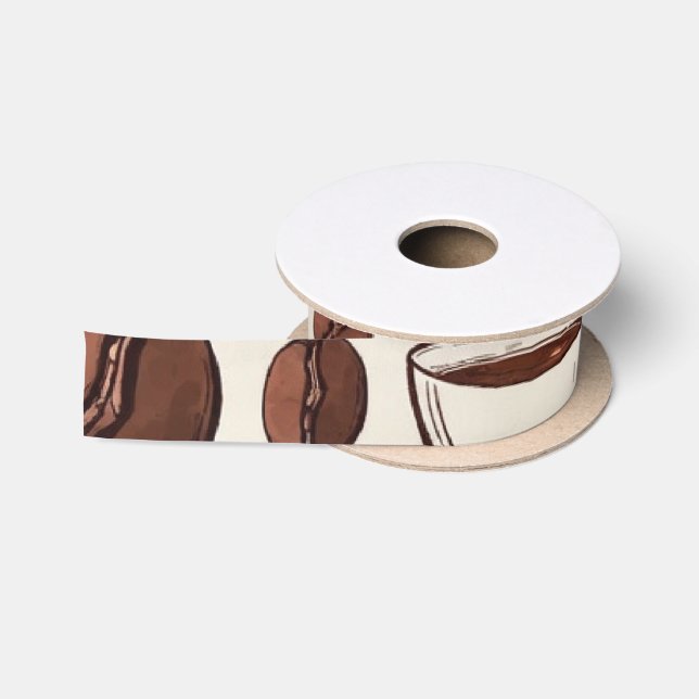 Ruban En Satin Motif café 2 (Bobine)