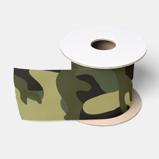 Ruban En Satin Motif camouflage Euro Spring  (Bobine)