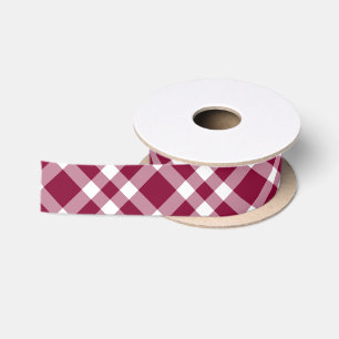 Ruban En Satin Motif carreaux blanc Bourgogne