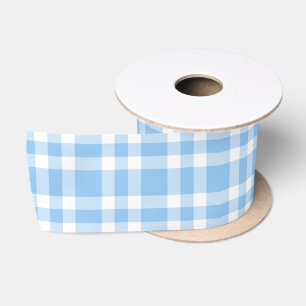 Ruban En Satin Motif carreaux bleu blanc