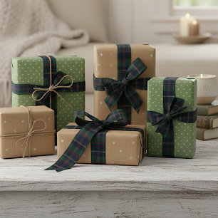 Ruban En Satin Motif carreaux bleu foncé rouge vert classique