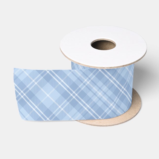Ruban En Satin Motif carreaux bleus (Bobine)
