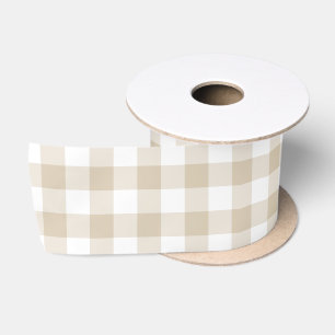 Ruban En Satin Motif carreaux gingham beige neutre