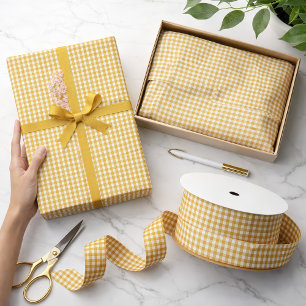 Ruban En Satin Motif carreaux gingham jaune moutarde piquant mini