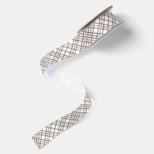 Ruban En Satin Motif carreaux rustique élégant neutre