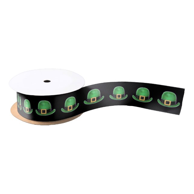 Ruban En Satin Motif Casquette du Derby Vert de la Saint Patrick  (Bobine)