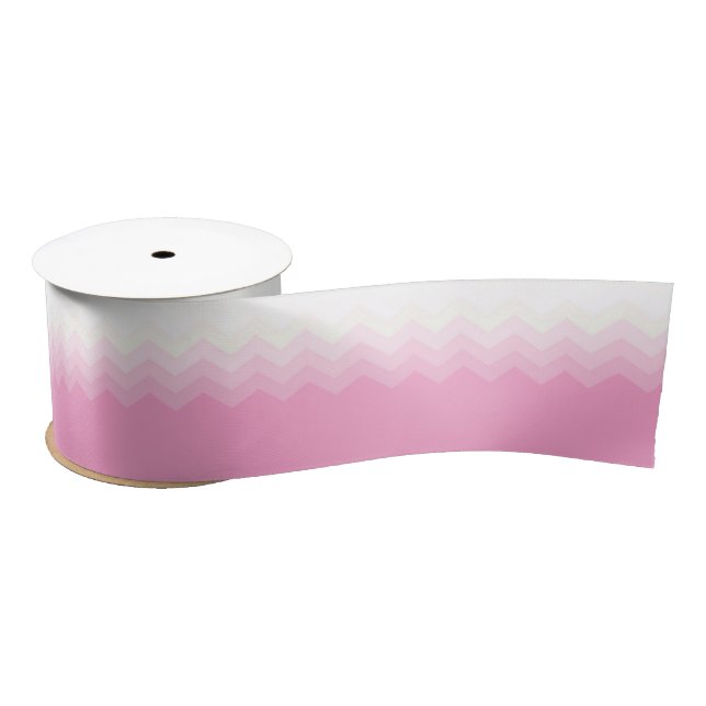 Ruban En Satin Motif Chevron Ombré Rose (Bobine)