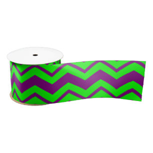 Ruban En Satin Motif chevron zigzag vert violet