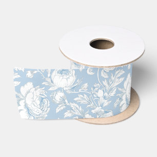 Ruban En Satin Motif chinoiserie bleu et blanc