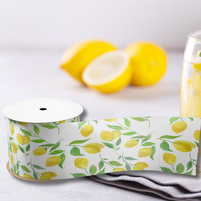Ruban En Satin Motif Citrons Aquarelle (Créateur téléchargé)