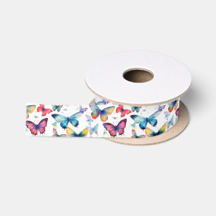 Ruban En Satin Motif coloré aquarelle joli papillon