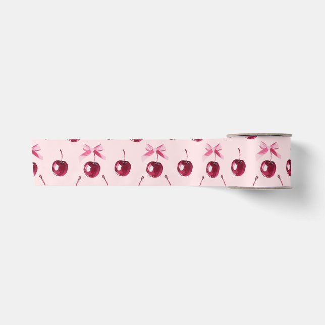 Ruban En Satin Motif Coquette Cherries (Devant)