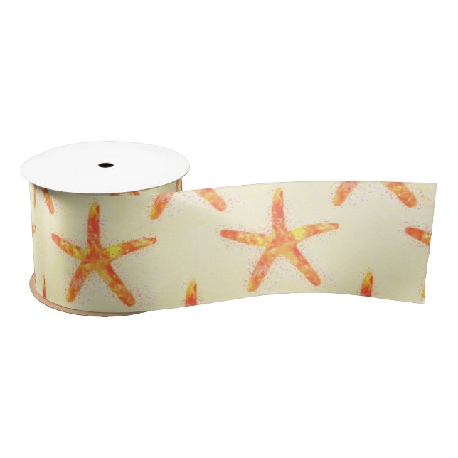 Ruban En Satin Motif d'aquarelle Starfish (Bobine)