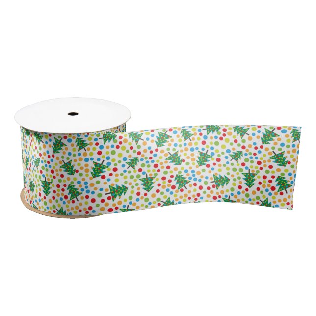 Ruban En Satin Motif d'arbres de Noël (Bobine)