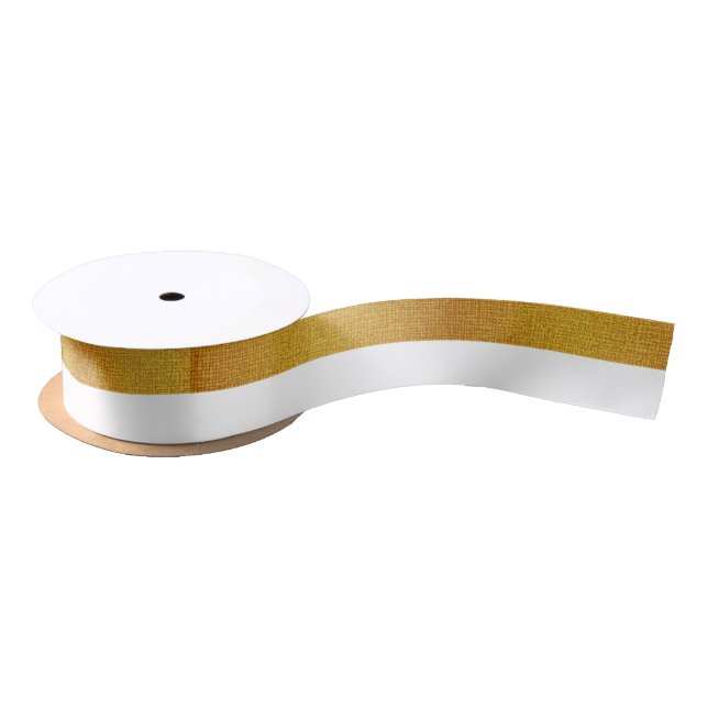 Ruban En Satin Motif de badge Gold Foil White Stripes (Bobine)