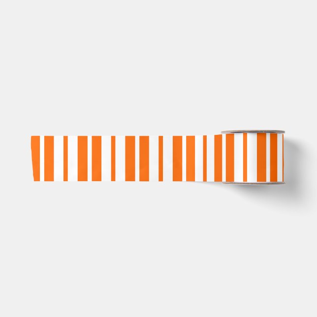 Ruban En Satin Motif de bandes verticales blanches orange (Devant)