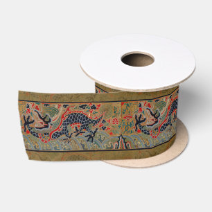 Ruban En Satin Motif de broderie en soie de dragon chinois antiqu