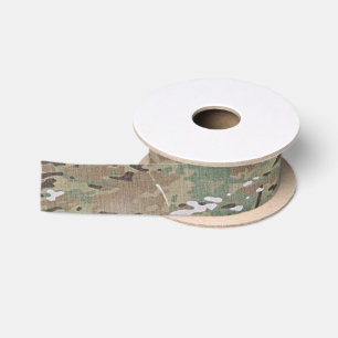 Ruban En Satin Motif de camouflage de chasse marron
