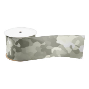Ruban En Satin Motif de camouflage gris