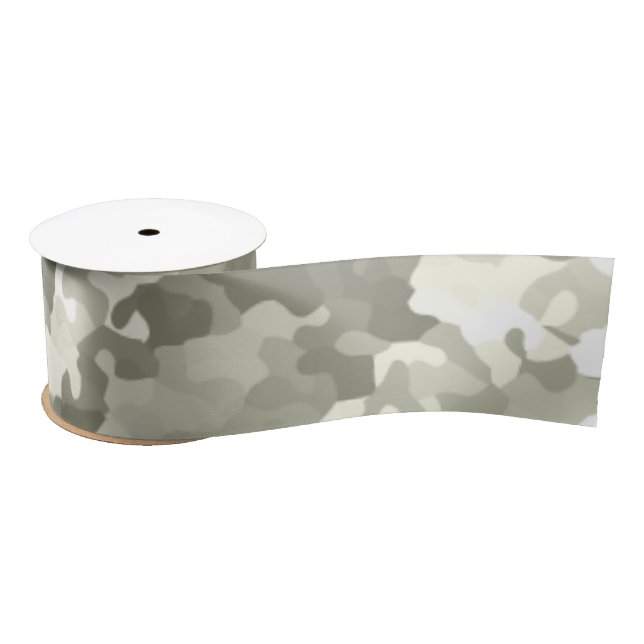 Ruban En Satin Motif de camouflage gris (Bobine)