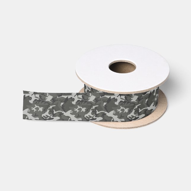Ruban En Satin Motif de camouflage urbain (Bobine)