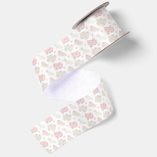 Ruban En Satin Motif de chaussures lapin rose mignon