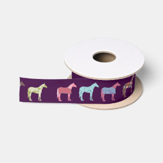 Ruban En Satin Motif de cheval coloré