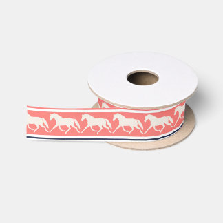 Ruban En Satin Motif de Chevaux de Galloping Gris
