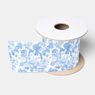 Ruban En Satin Motif de chinoiserie française aux roses florales
