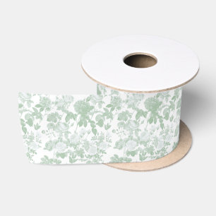 Ruban En Satin Motif de chinoiserie française de roses florales v
