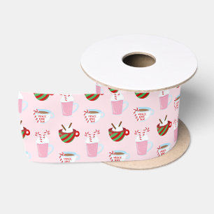 Ruban En Satin Motif de chocolat chaud de Noël
