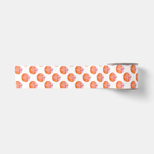 Ruban En Satin Motif de citrouille à l'aquarelle avec nœud rose