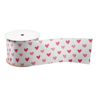 Ruban En Satin Motif de coeur d'amour rouge et rose