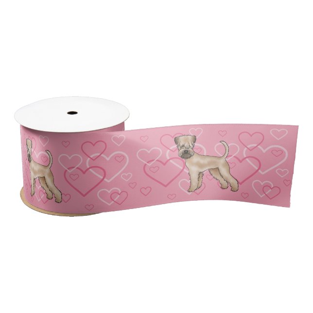 Ruban En Satin Motif de coeur de chien d'amour de chien roux douc (Bobine)