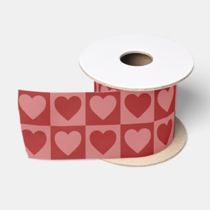 Ruban En Satin Motif de coeur minimaliste moderne rétro rouge et
