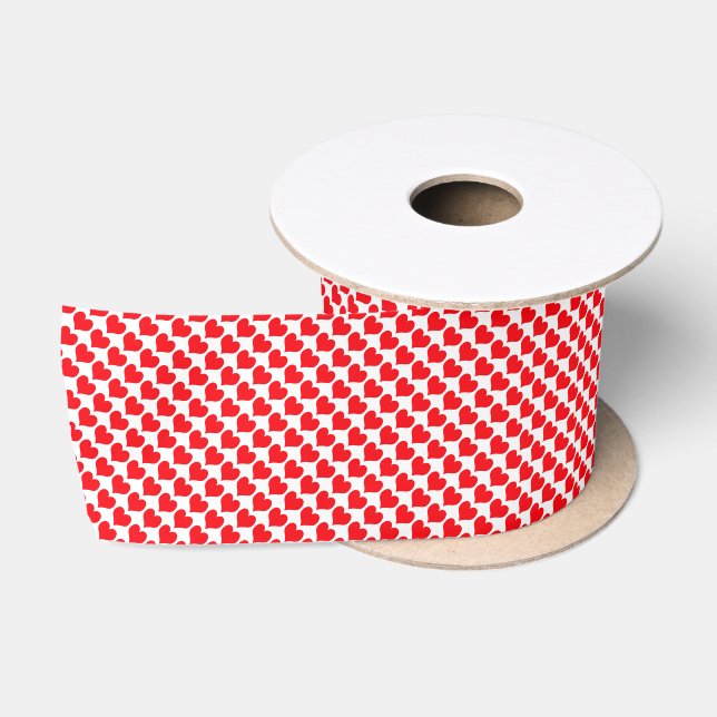 Ruban En Satin Motif de cœurs rouges blancs (Bobine)